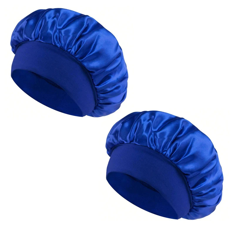 1/2pc Satin Wide Brim Nightcap Silky Bonnet Hair Wrap Sleeping Sleep Cap With Elastic Soft Band Styling Cap Hair Wrapping Tool