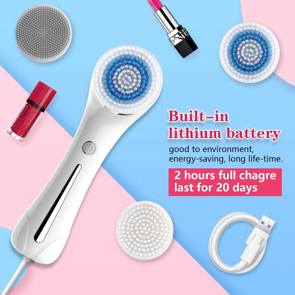 Facial Cleansing Brush, Brush For Exfoliating, IPX7 Waterproof 3 In 1