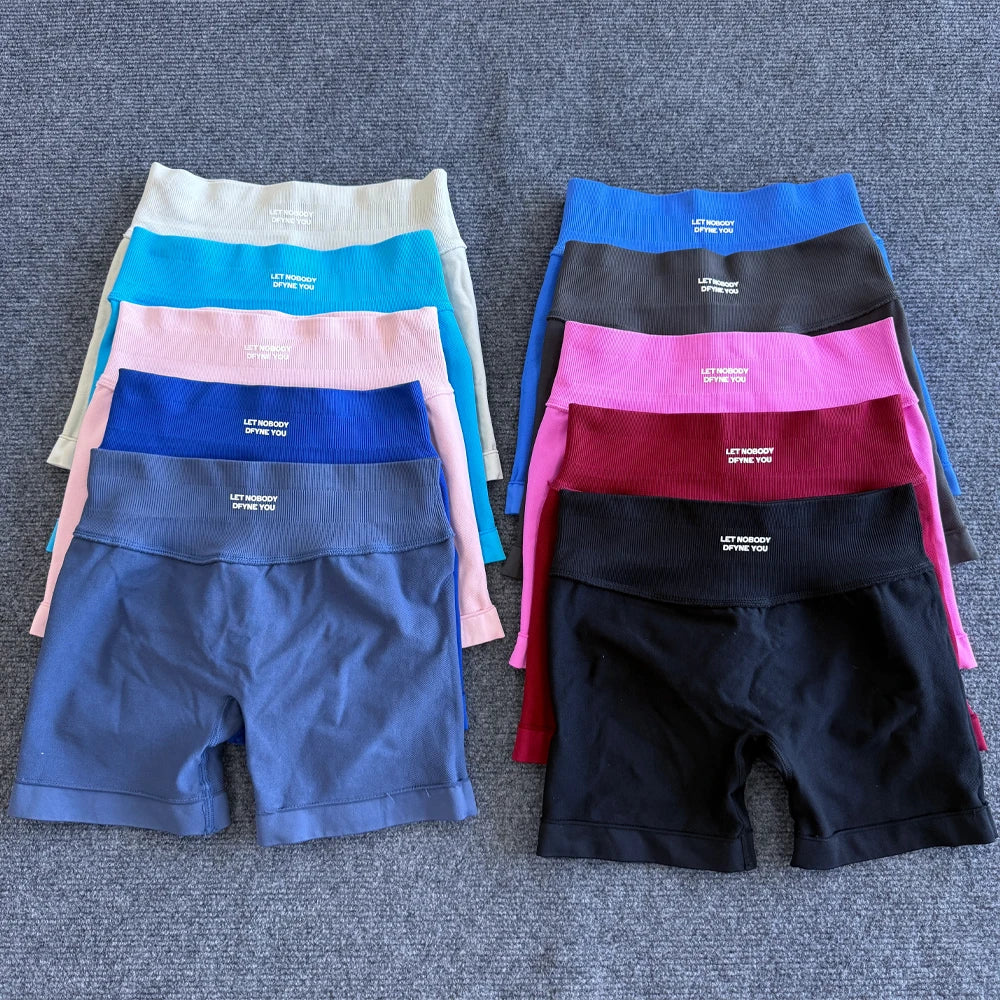 Impact Shorts with Logo Women Seamless Yoga Shorts Scrunch Bum Gym Shorts Workout Biker Short Fitness