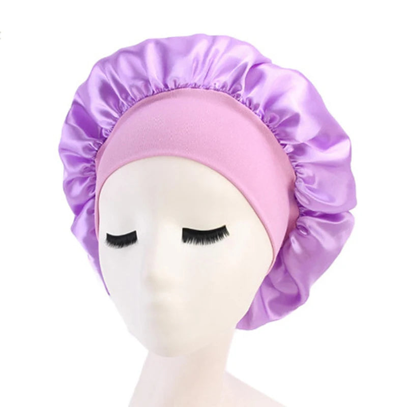 Newly Satin Night Hair Cap Women's Solid Sleeping Hat Sleep Care Bonnet Nightcap For Women Unisex Cap