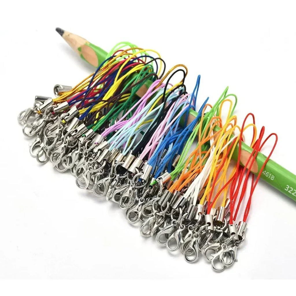 50PCS Black Nylon Strap Charms Set Durable Lanyard Cords with Lobster Clasp | Anti-Fray Adjustable Keychain Mobile Bag Straps