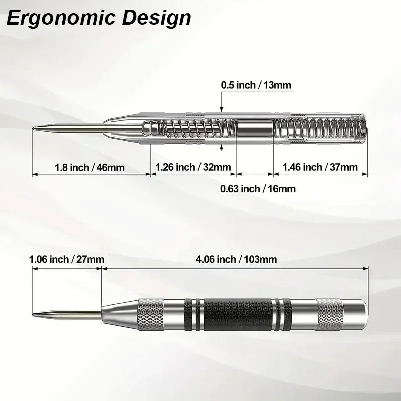 Auto Center Puncher Hole Marker Wood Metal Steel Spring Load Kerner Drill Locator Heavy Duty Punch Carpentry Automatic Hand Tool