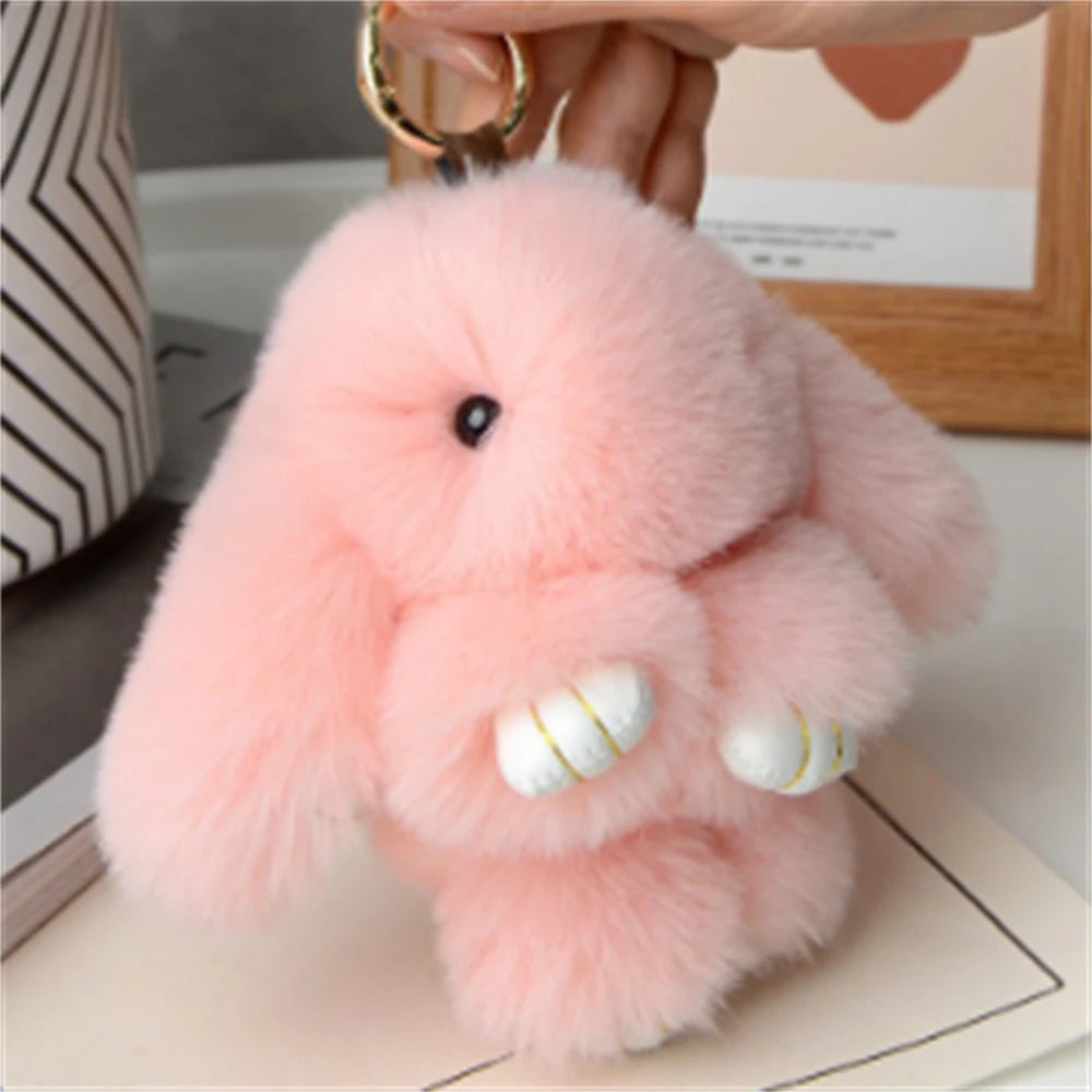 1PCS 15cm Rabbit Fur chain Women Bag Car chain Pendant Decoration Jewelry Bags Hangings Accessories Gifts