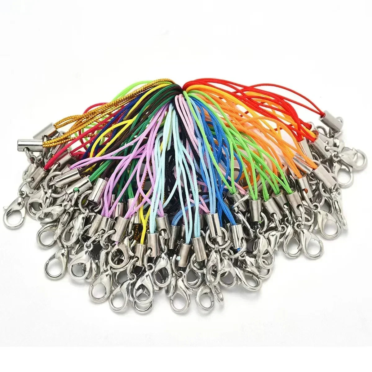 50PCS Black Nylon Strap Charms Set Durable Lanyard Cords with Lobster Clasp | Anti-Fray Adjustable Keychain Mobile Bag Straps