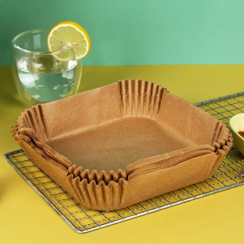 50pcs/set Disposable Air Fryer Paper Liner Oil-proof Water-proof Airfryer Disposable Cooking Paper Trays Baking Paper