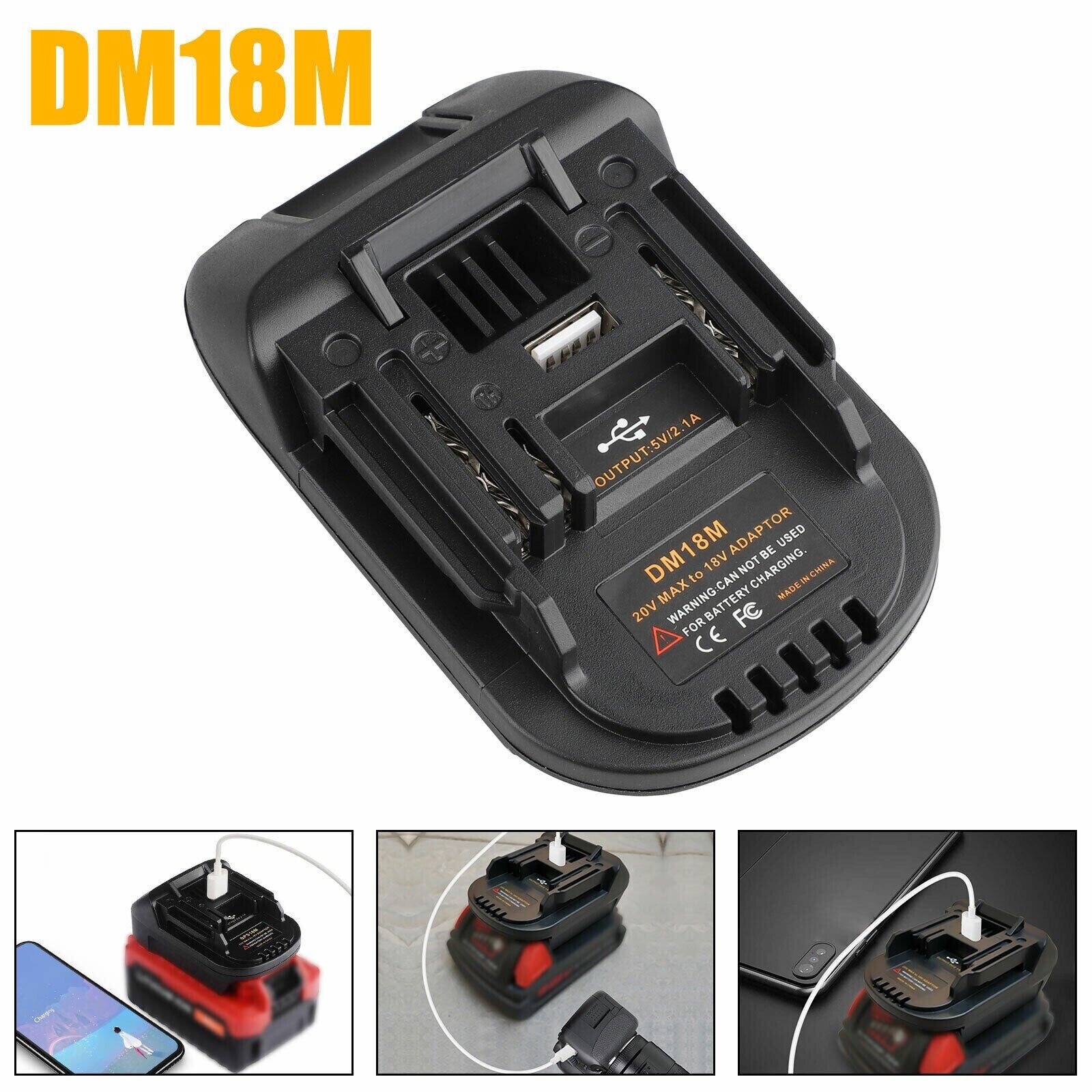 USB Battery Adapter Converter For 20V DEWALT Milwaukee M18 Convert To