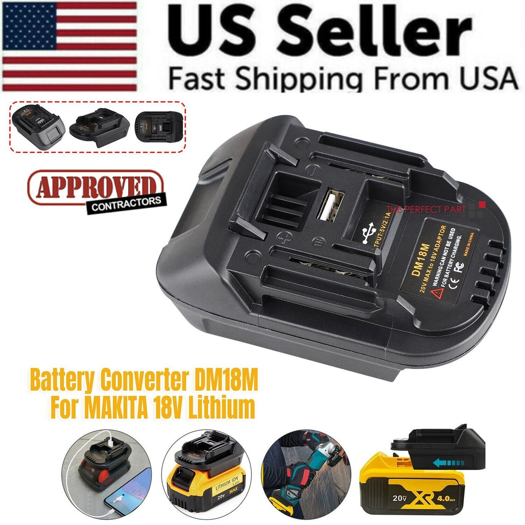 USB Battery Adapter Converter For 20V DEWALT Milwaukee M18 Convert To
