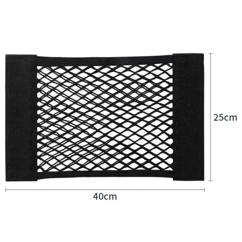 Car Storage Net Stretchable Mesh Pocket Net Magic Elastic Sticker Universal Rear Mesh Trunk Seat Bag Pocket Cage Auto Organizer