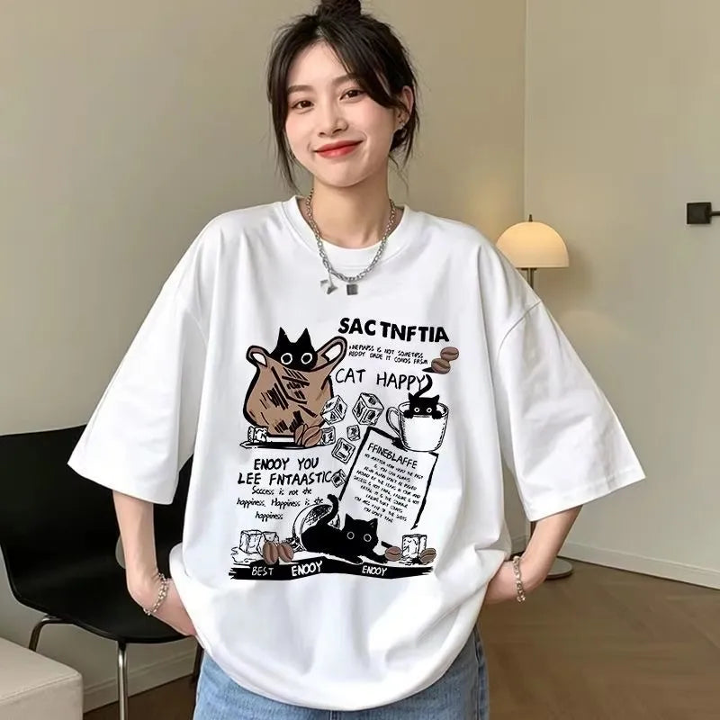 American retro short sleeved T-shirt, summer new trendy brand, high street clothes, loose casual short sleeved couple T-shirt