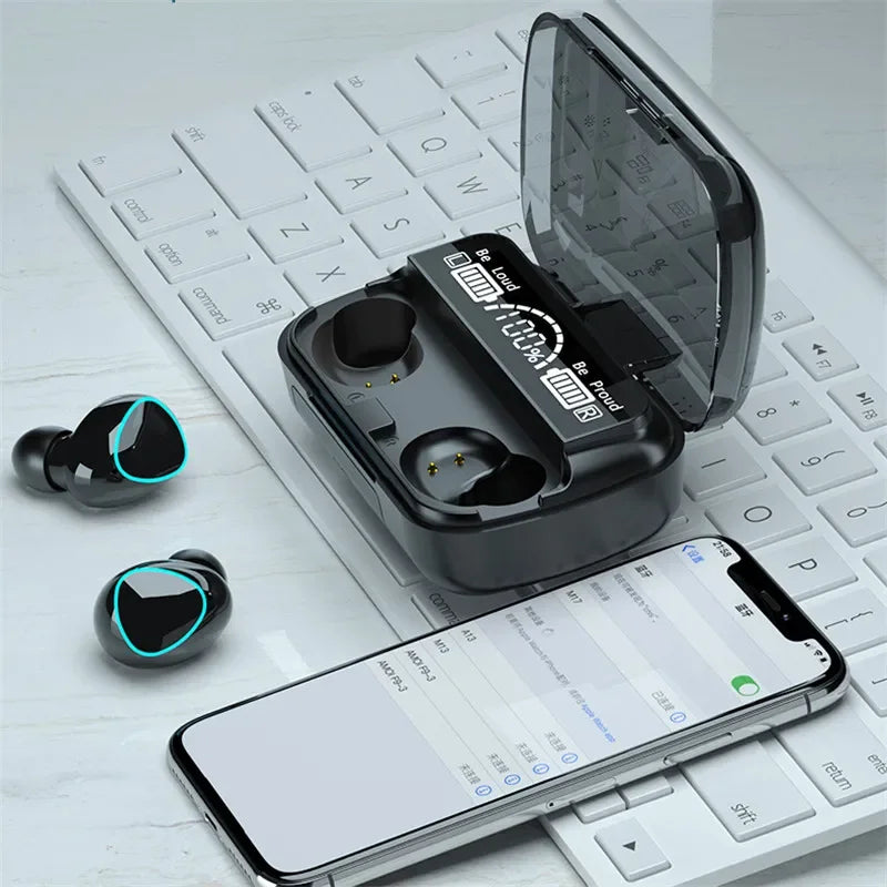 M10 TWS Wireless Headphones: Bluetooth Connection, Charging Box, 9D Stereo, Sports Waterproof Earbuds + Microphone