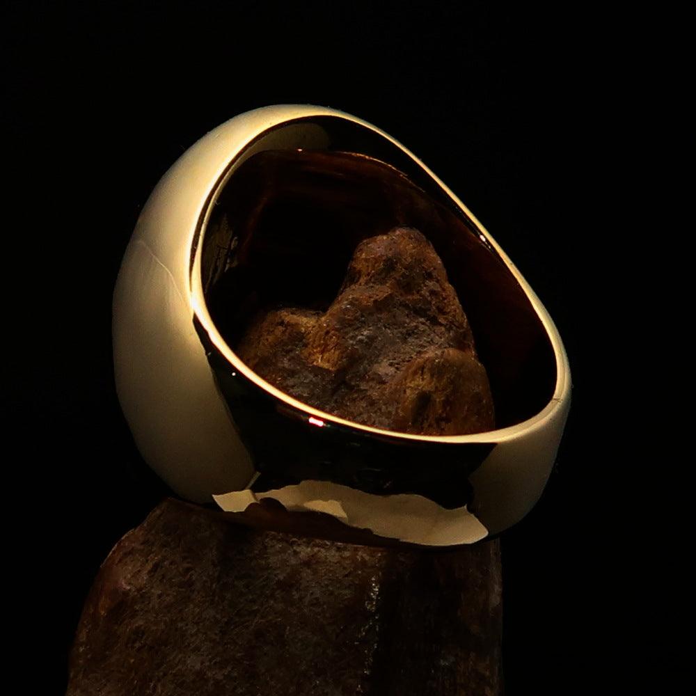 Excellent crafted oval domed Men's blue Cross Lorraine Ring - solid