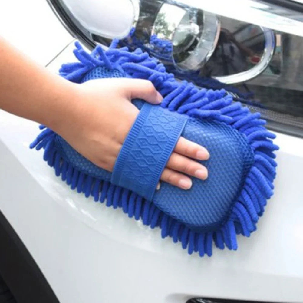 Auto Blue Microfiber Chenille Car Wash Sponge Care Washing Brush Pad Cleaning Tools Auto Washing Towel Glove Styling Accessories