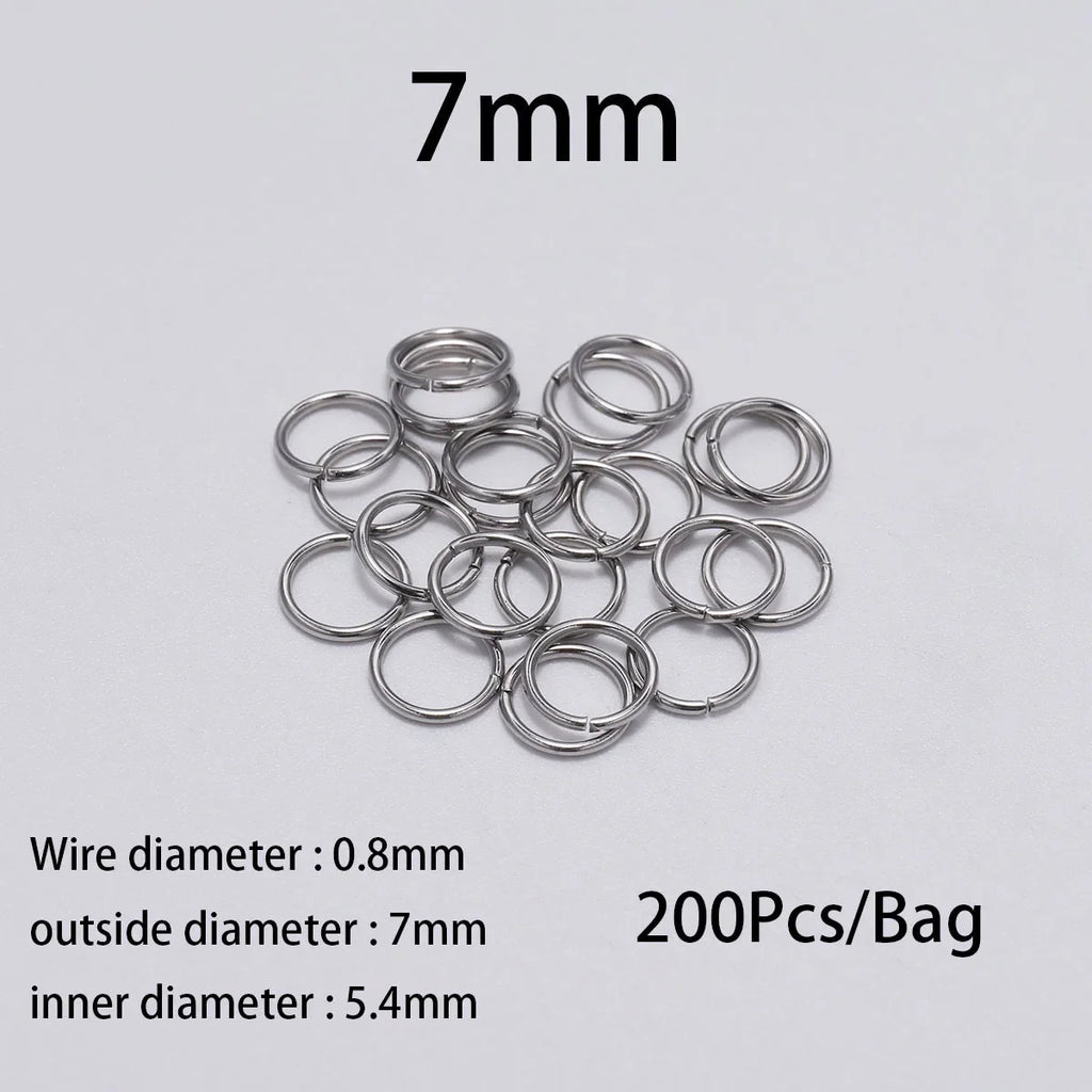 30-200Pcs 3-25mm Stainless Steel Split Ring Open Single Loops Jump Rings Connectors for DIY Jewelry Making Findings Accessories