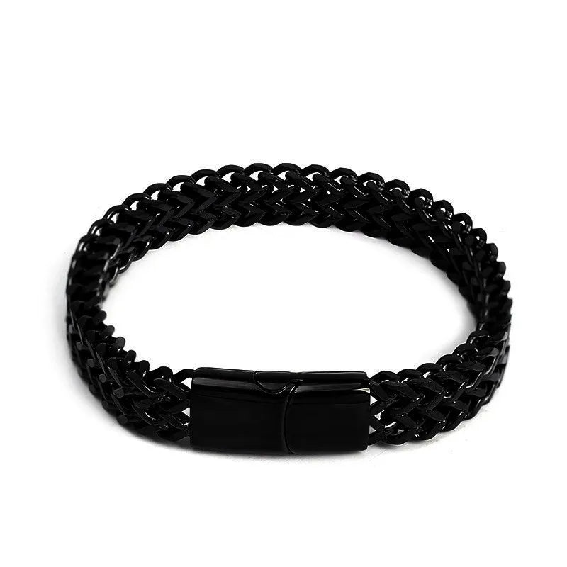 Explosive Hip Hop Stainless Steel Front and Back Men's Simple Bully Punk Bracelet