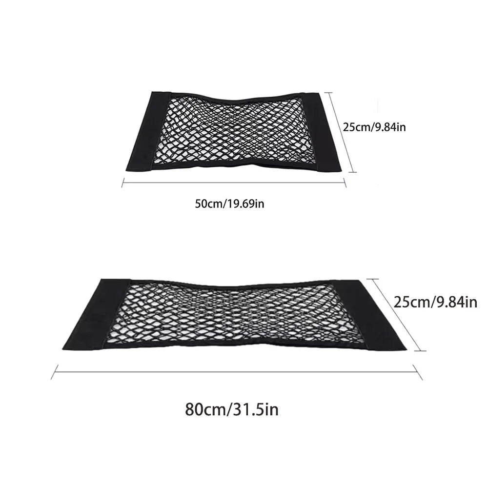 Car Storage Net Stretchable Mesh Pocket Net Magic Elastic Sticker Universal Rear Mesh Trunk Seat Bag Pocket Cage Auto Organizer