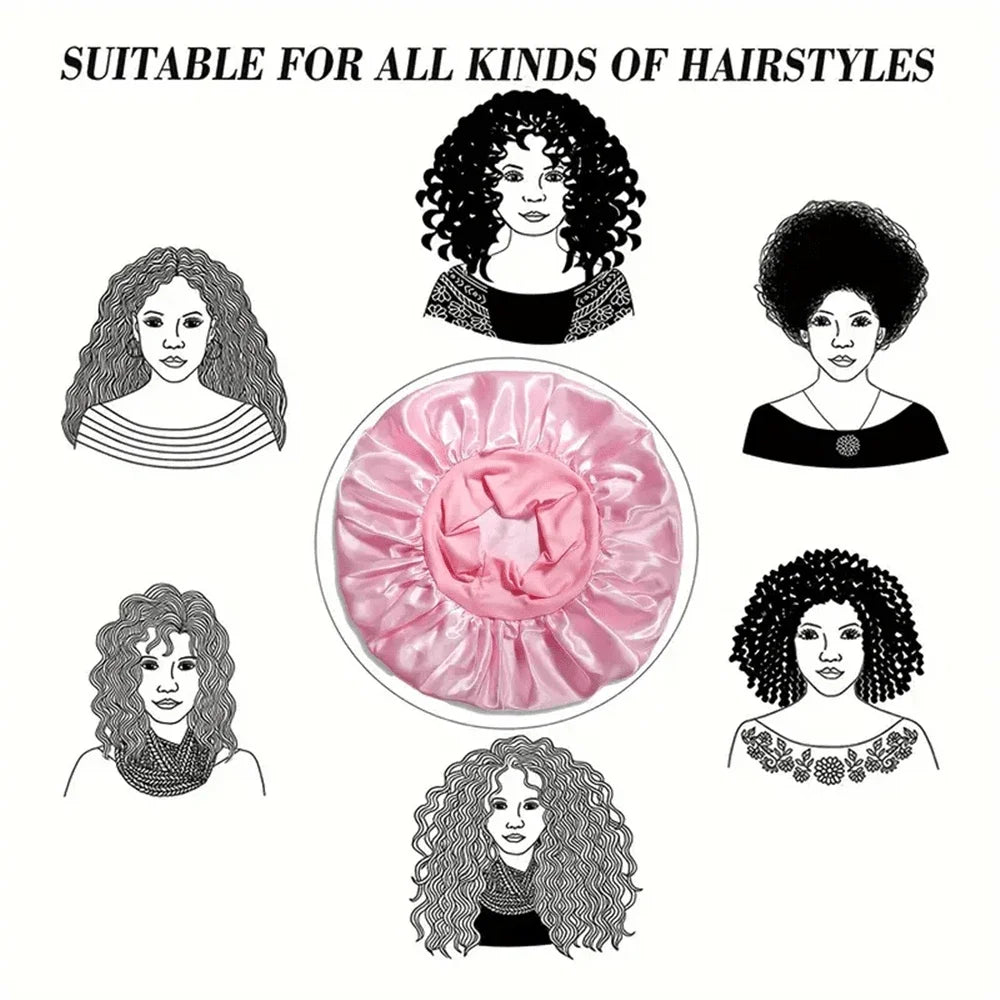 1/2pc Satin Wide Brim Nightcap Silky Bonnet Hair Wrap Sleeping Sleep Cap With Elastic Soft Band Styling Cap Hair Wrapping Tool