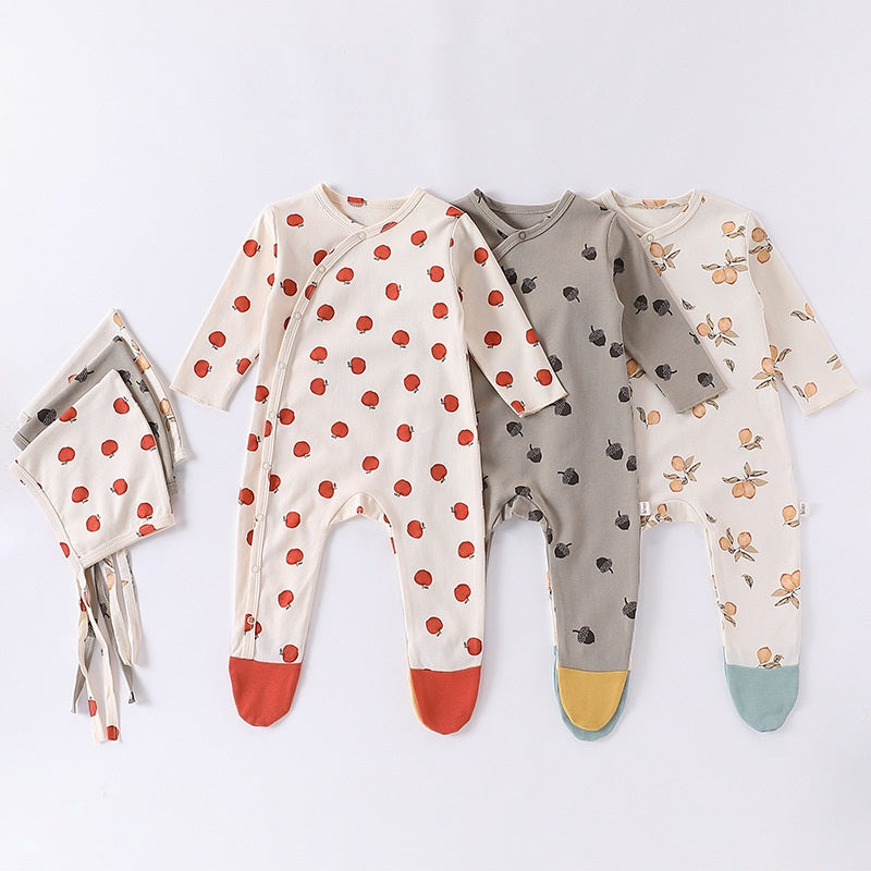 Spring Arrival Baby Unisex Long Sleeves Cartoon Fruits Pattern Pajamas